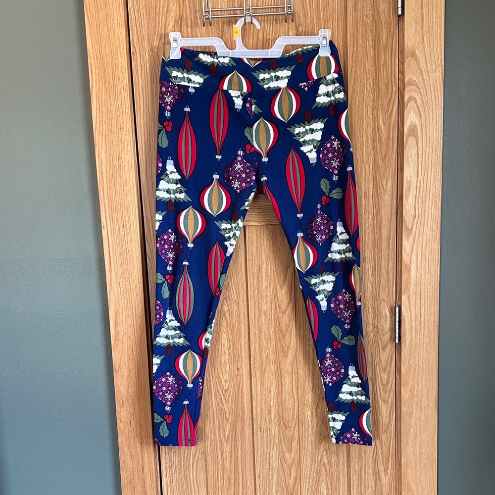 LuLaRoe Kids Leggings - Blue with Multicolor Ornaments